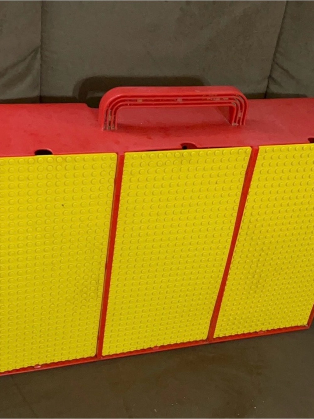 Modular Red Storage Case with Yellow Building-Block Panels